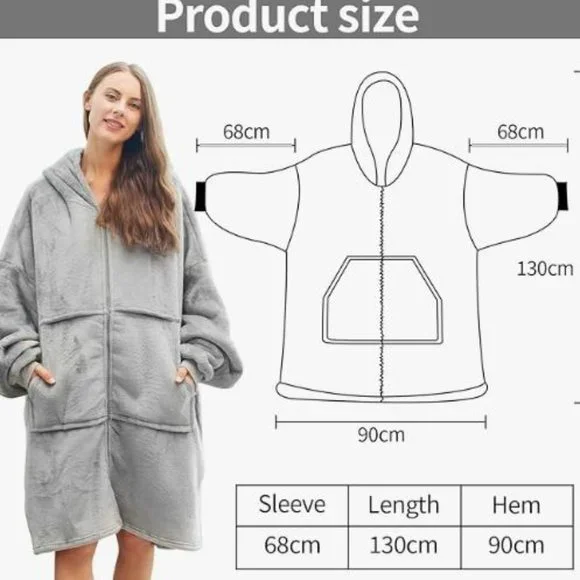 Oversized Wearable Blanket Hoodie.Snuggie Sweatshirt Blankets - Picture 2 of 5